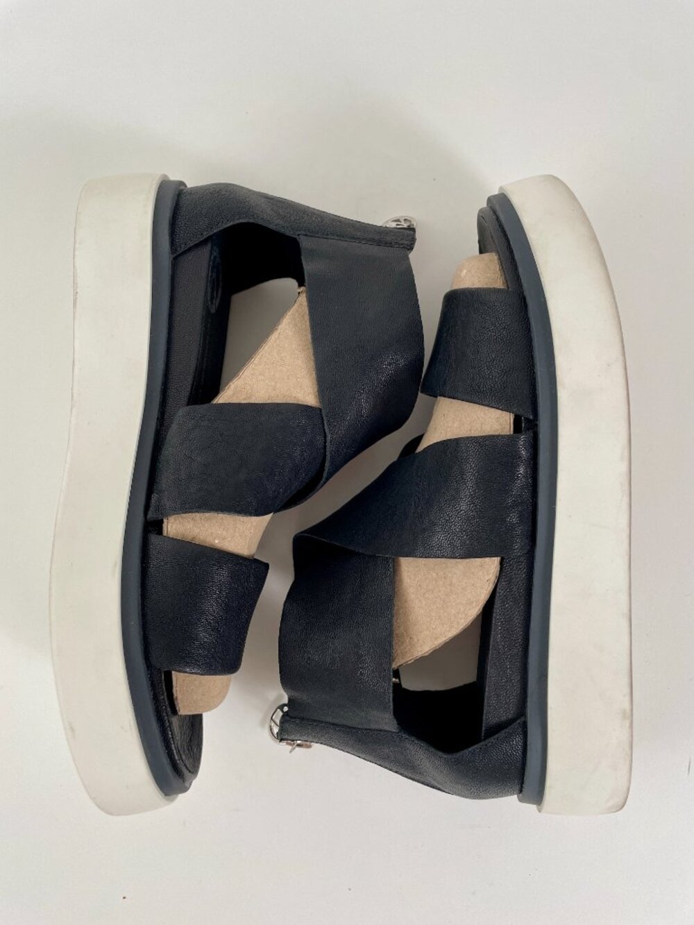 The Wishbone Collection Paola 2 Strappy Wedge Sandals, Black Leather, Size 8/9